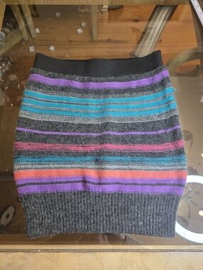 Mudd Multicolor Striped Knit Mini Skirt - Gray, Teal, Purple, Pink, Orange